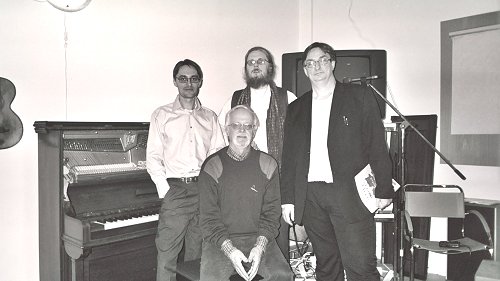 Ragtimepianisterna Oleg Mezjuev, Peter Andersson, Joakim Stenshäll samt Ragnar Hellspong (sittande).